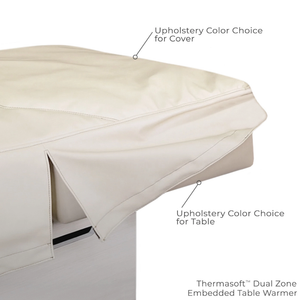 LEC Sonoma Treatment Table Cabinet Base features optional Thermasoft Dual Zone Embedded Table Warmer.