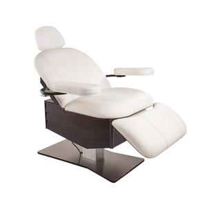 LEC Tribeca All-in-One Med Spa Chair Chevron Base with brushed aluminum chevron base, neutral upholstery, and adjustable positioning for Med Spa, Aesthetic, and Wellness Practices.