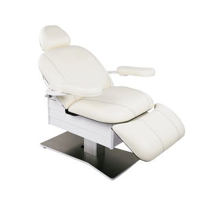 LEC Tribeca All-in-One Med Spa Chair Linear Base with brushed aluminum chevron base, neutral upholstery, and adjustable positioning for Med Spa, Aesthetic, and Wellness Practices.
