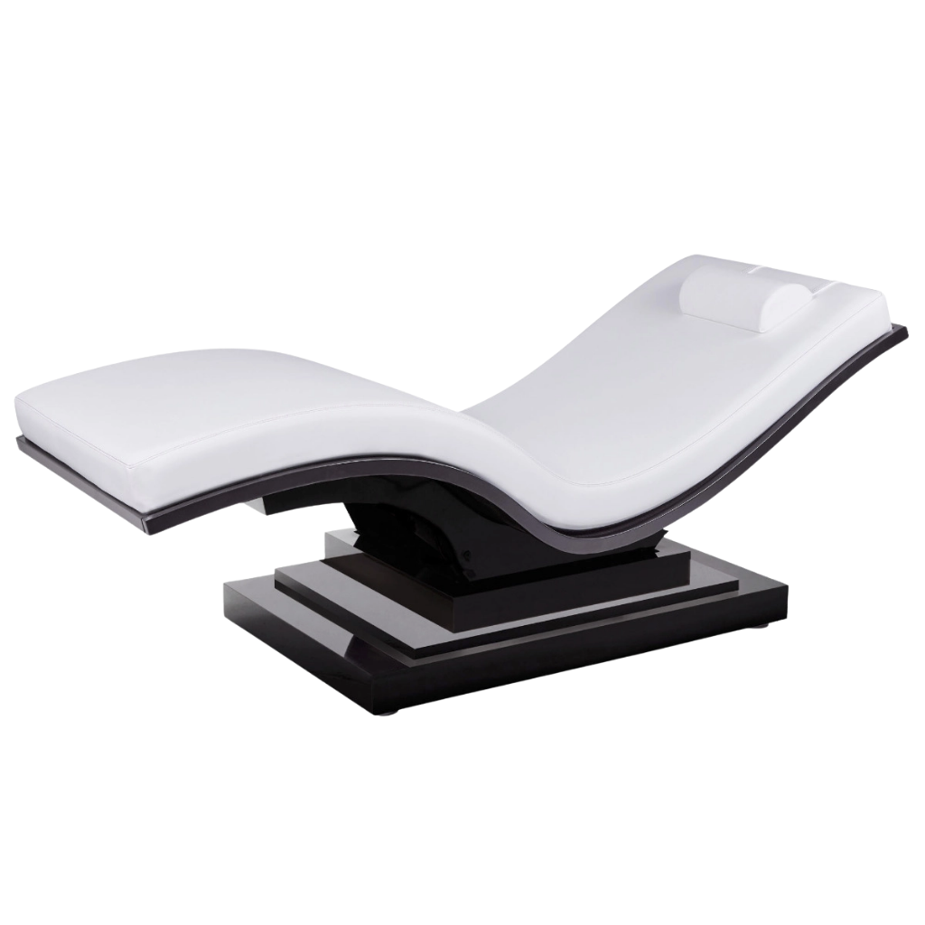 LEC Wave Reset Lounger with 3 step base for Med Spas and IV therapy practices, ergonomic zero gravity reclined design for client relaxation.