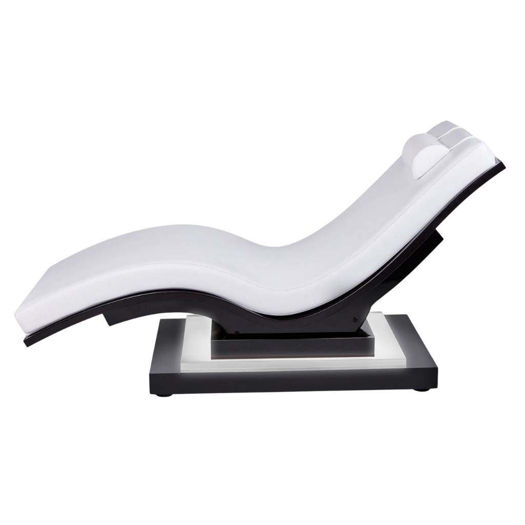 LEC Wave Reset Lounger with IceBlock Base, profile view showing ergonomic curved design for Med Spas and IV therapy practices.