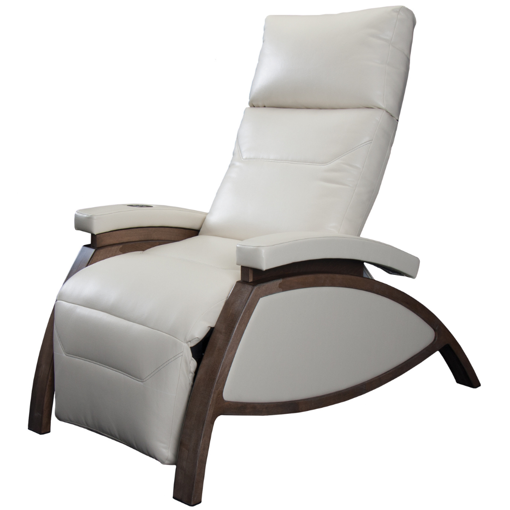 LEC ZG Dream Lounger upholstered reclining chair with wooden legs for medical wellness practices.