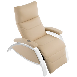 LEC ZG Dream Lounger upholstered reclining chair with white metal legs for medical wellness practices
