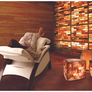 LEC ZG Dream Lounger Salt Room Edition in a modern wellness setting with metal legs and zero gravity reclining design.