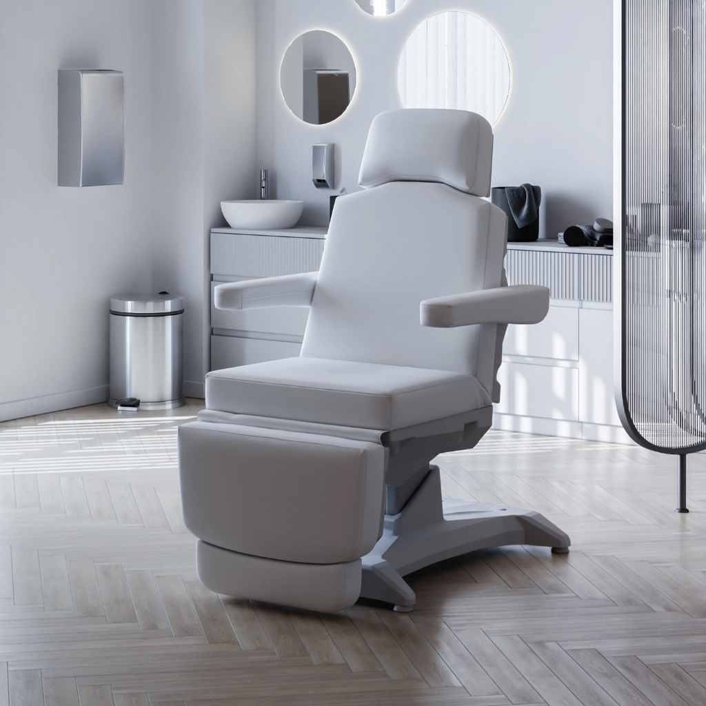 Lemi X Treatment Chair illustrated in setting facing left.