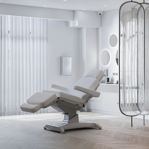 Lemi X Treatment Chair illustrated in setting facing left.