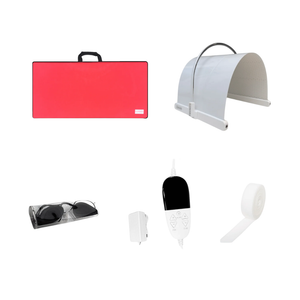 Lumara Illuminate V2 professional red light therapy panel illustrating all parts included in the package.