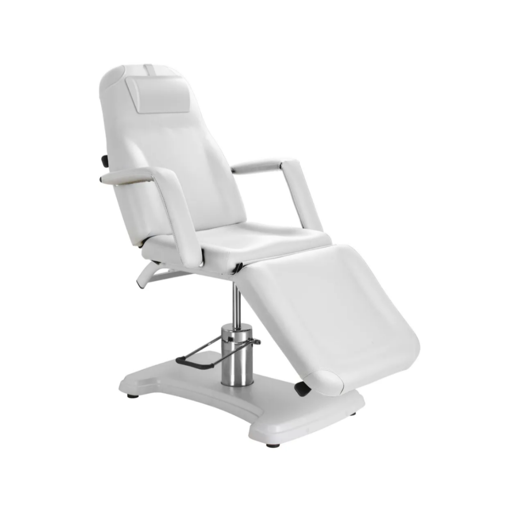Silverfox Hydraulic Esthetician Facial Bed (2206A): White, Side View