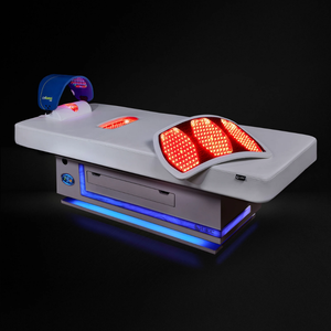 Radiance PT Pulsed LED Light Therapy Treatment Table in a dark setting.