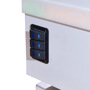 Radiance PT Pulsed LED Light Therapy Treatment Table illustrating the Panel Swtiches.
