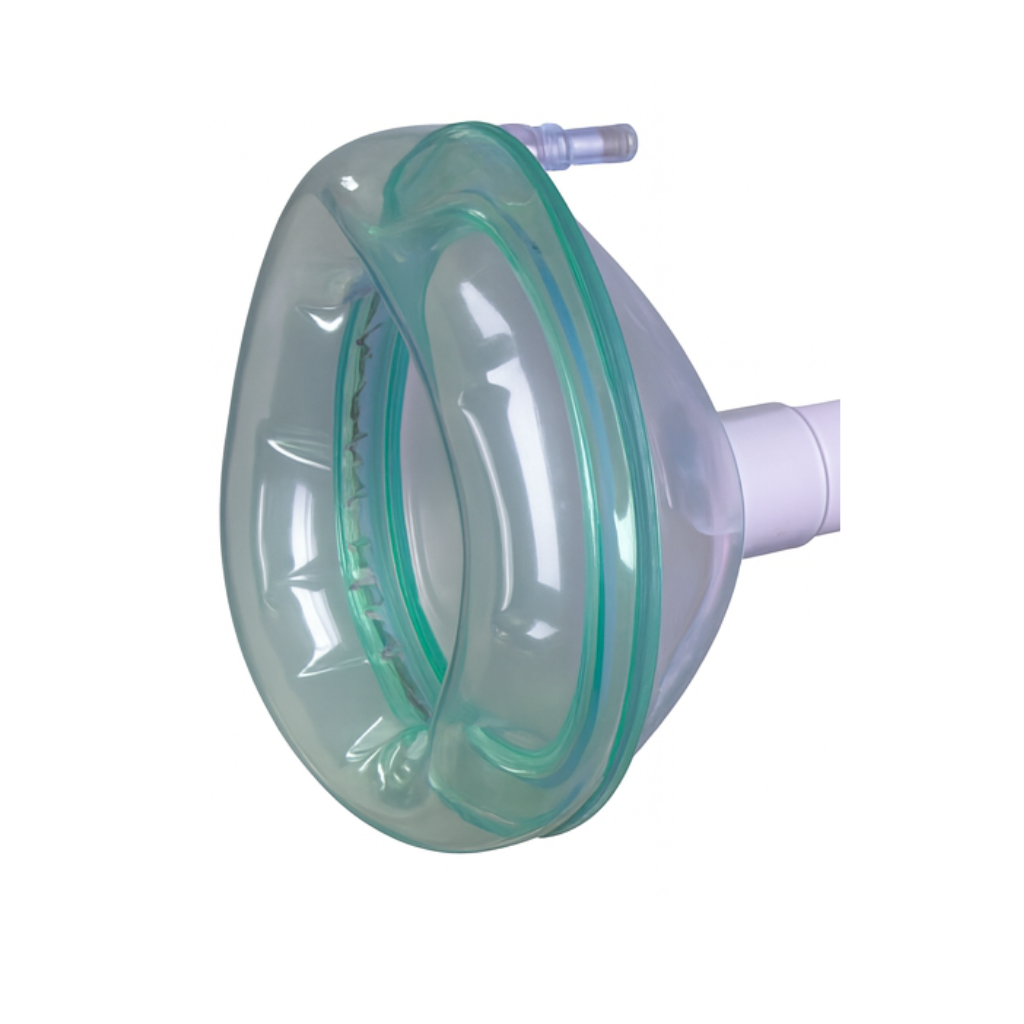 Nitronox nitrous oxide medical mask with green  outline on a white background