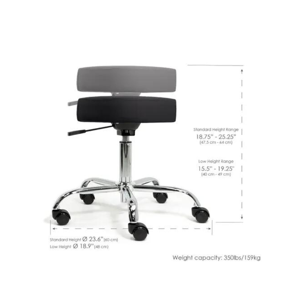 Pneumatic Rolling Massage Stool Height range Black