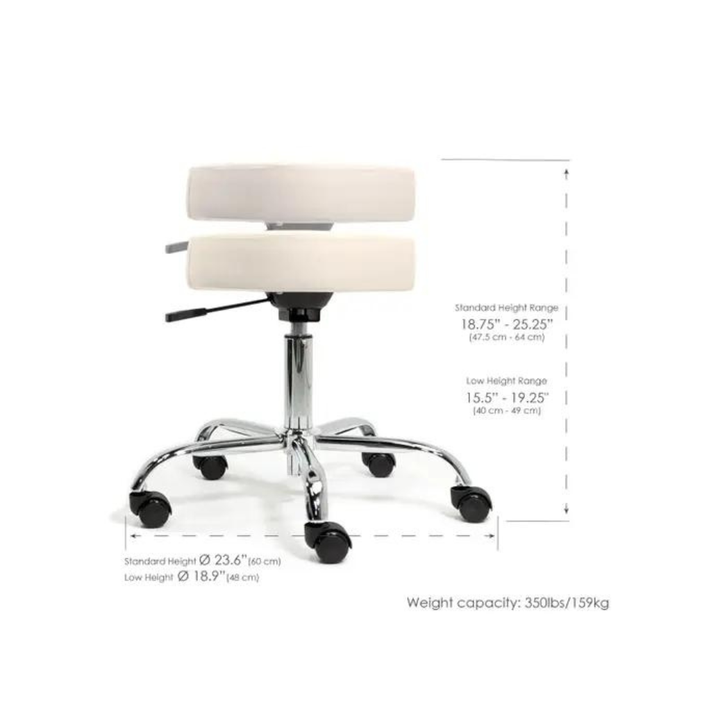 Pneumatic Rolling Massage Stool Height range Vanilla Creme