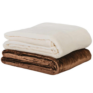 Premium Microfiber Fleece Blanket Cream and Espresso