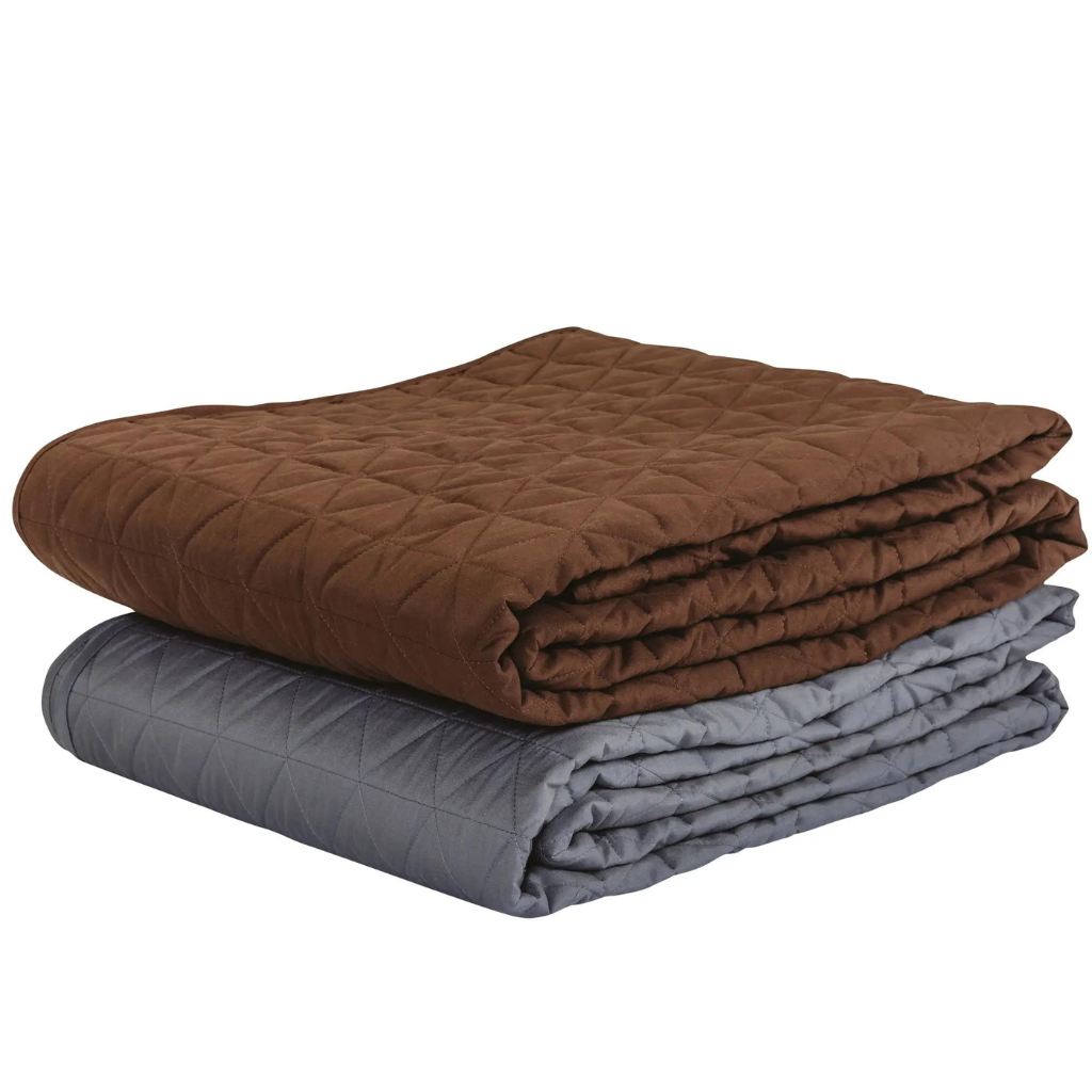 Premium Microfiber Quilted Blanket Espresso and Pewter