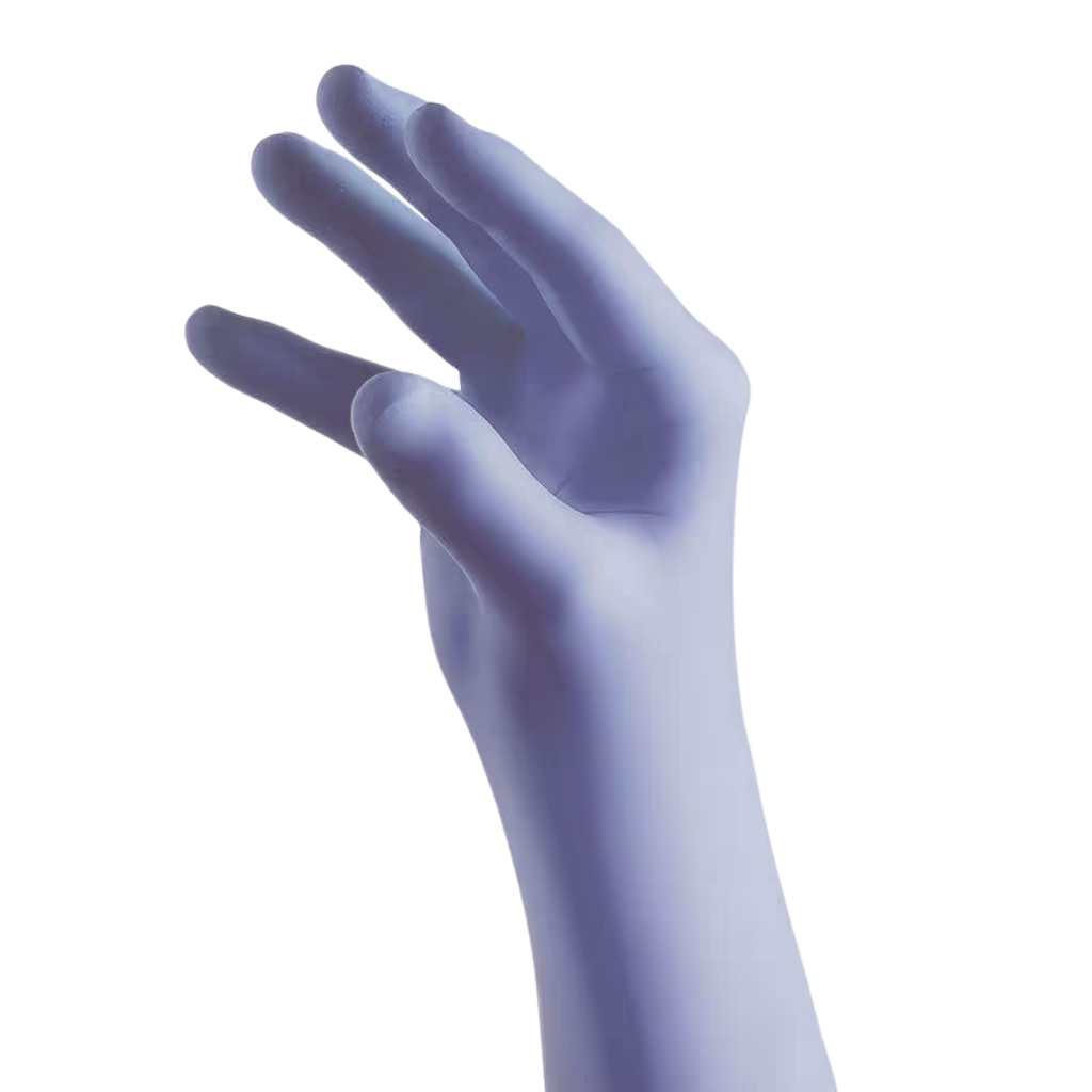 Illustration of fitted Pulse Nitrile Exam Gloves (Large), the powder-free disposable medical gloves for med spa and IV hydration use.