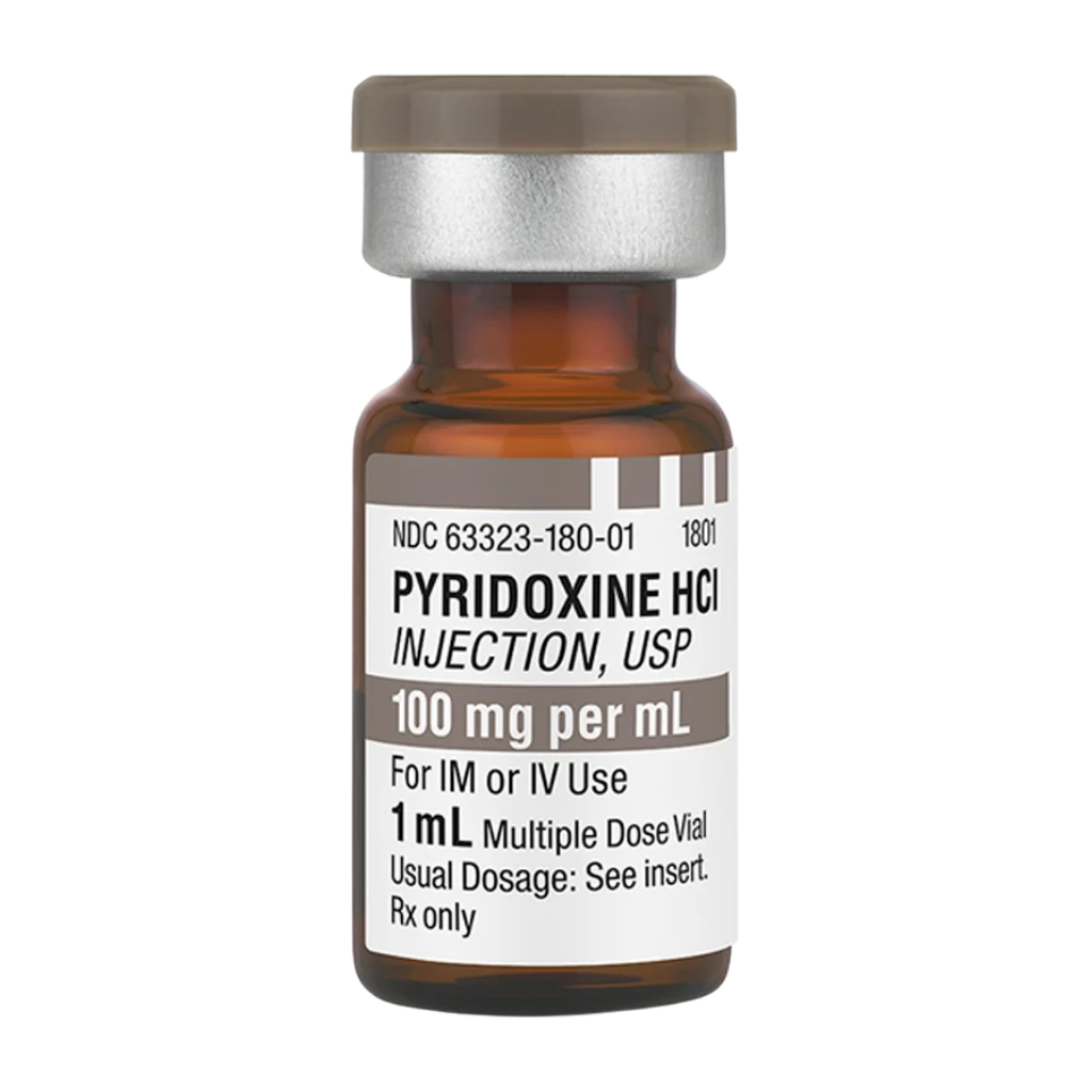 Pyridoxine HCl (Vitamin B6) Injection, USP is a sterile, prescription-only injection supplied in a multiple-dose vial.