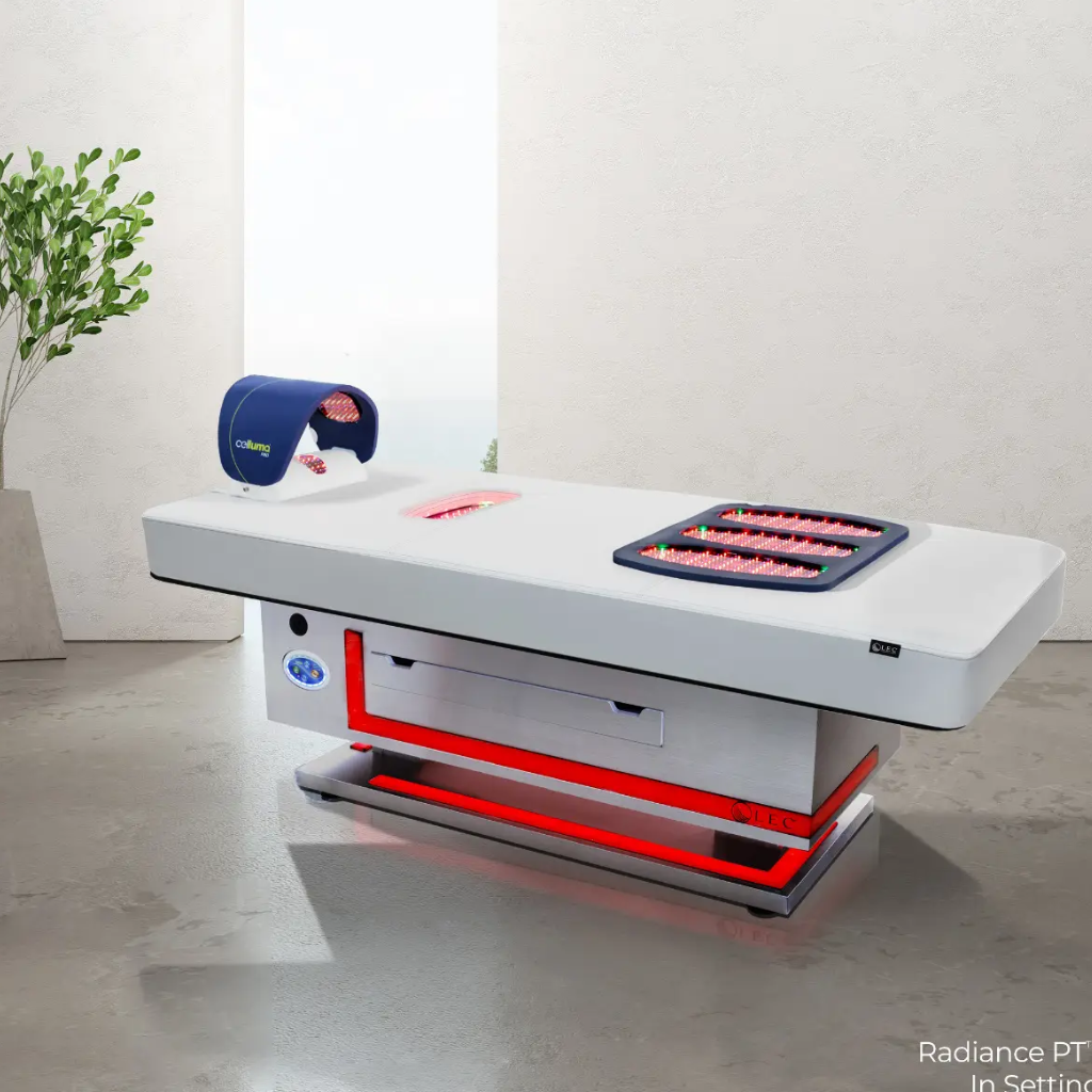 Radiance PT Pulsed LED Light Therapy Treatment Table illustrated in setting