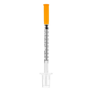 SOL-M Insulin Syringe with Fixed Needle U 100 Insulin Only PE Bag Front View Capped