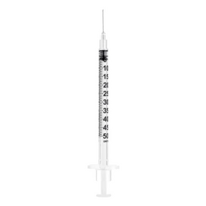 SOL-M Insulin Syringe with Fixed Needle U 100 Insulin Only PE Bag Front View Uncapped