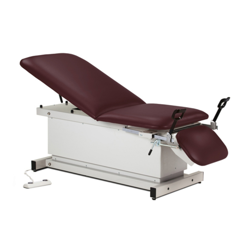 Clinton Industries Power 400, Shrouded Table with Adjust. Backrest and Drop Section and Stirrups Burgundy