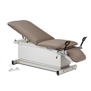 Clinton Industries Power 400, Shrouded Table with Adjust. Backrest and Drop Section and Stirrups Warm Gray