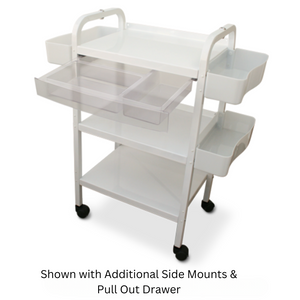Silhouet-Tone Med Spa Trolley / Esthetician Cart Auxiliary Workstation ML100 with Side Mounts and Pull out Drawer (413215)