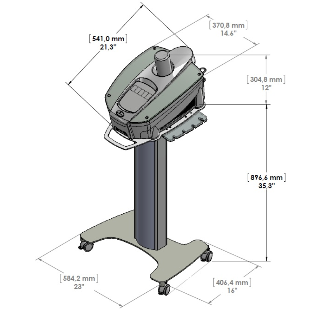 Silhouet-Tone Microdermabrasion Unit Vortex Peel Diagram of Dimensions (411420)