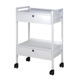 Silver Fox 2 Shelf esthetician Cart with 2 locking drawers Right Side View (1019) 