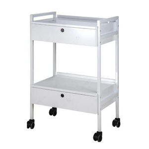 Silver Fox 2 Shelf esthetician Cart with 2 locking drawers Right Side View (1019)