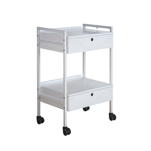 Two Drawer Locking Esthetician Trolley Cart Side