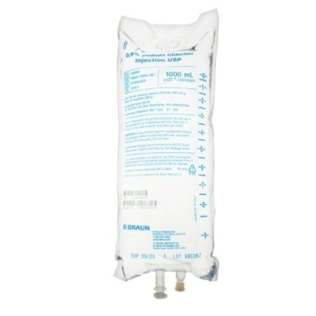 Sodium Chloride Injection 0.9% USP, 1000 mL (L8000)