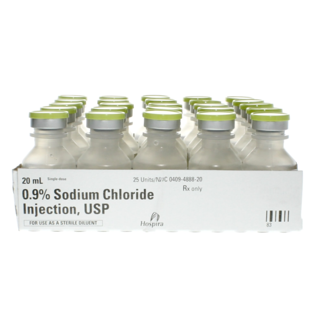Sodium Chloride, Preservative Free 0.9%, Single Dose (10, 20, or 50 ML ) (25 EA/Tray)