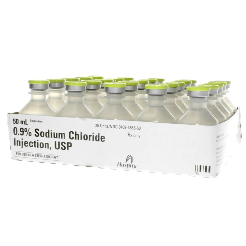 Sodium Chloride, Preservative Free 0.9%, Single Dose (10, 20, or 50 ML ) (25 EA/Tray)