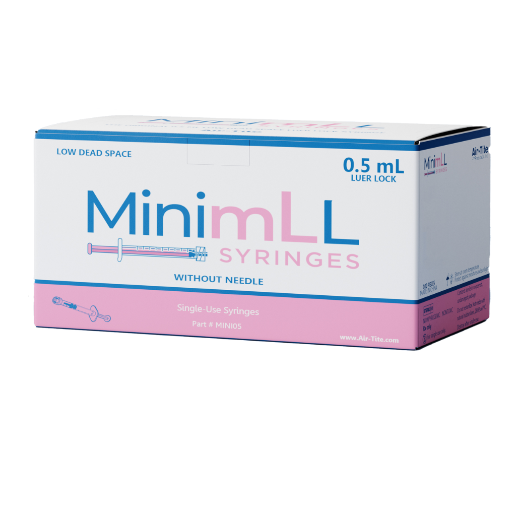 MinimLL Aesthetic Syringes Low Dead Space 0.5mL Box Front