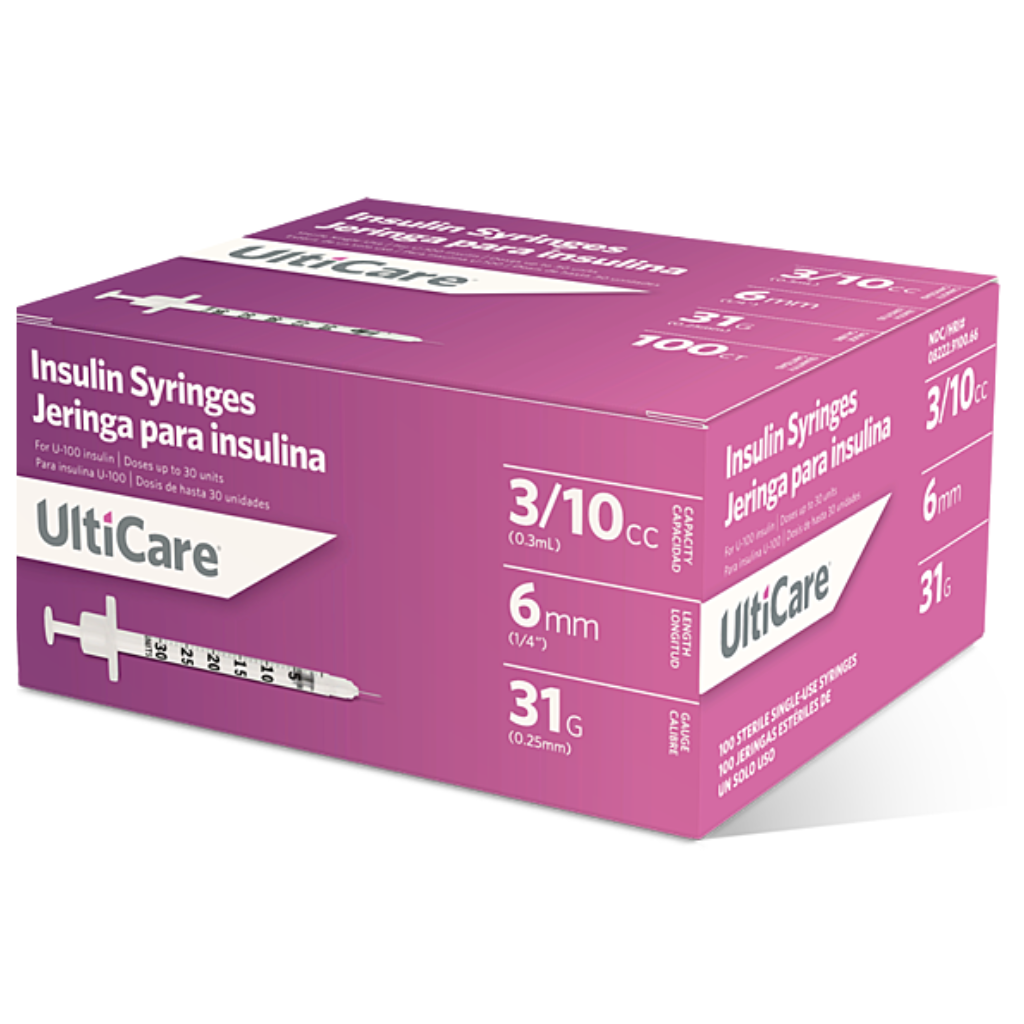 Ulticare 0.3ml Standard Insulin Syringe w/ Low Dead Space Needle