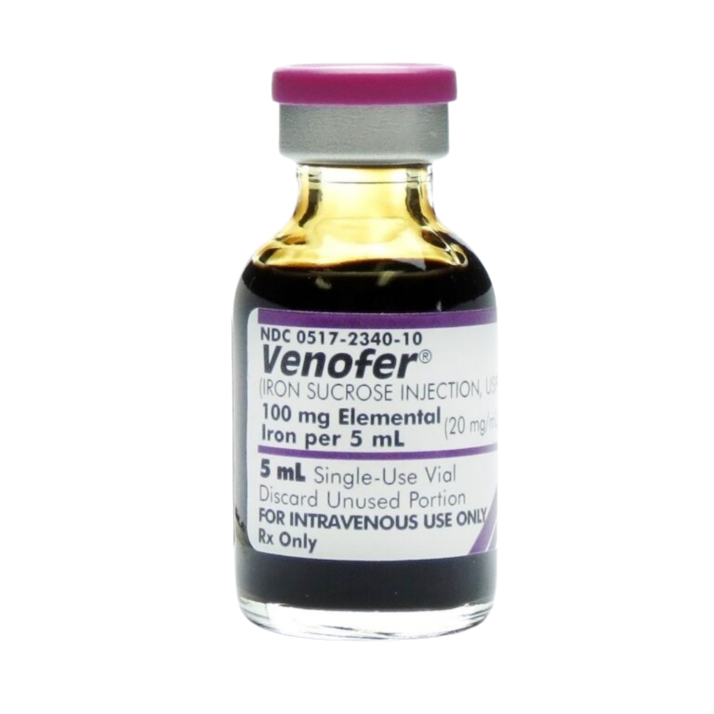 Venofer® (Iron Sucrose Injection, USP) is a sterile, prescription-only iron replacement injection supplied in a 5 mL single-dose vial.