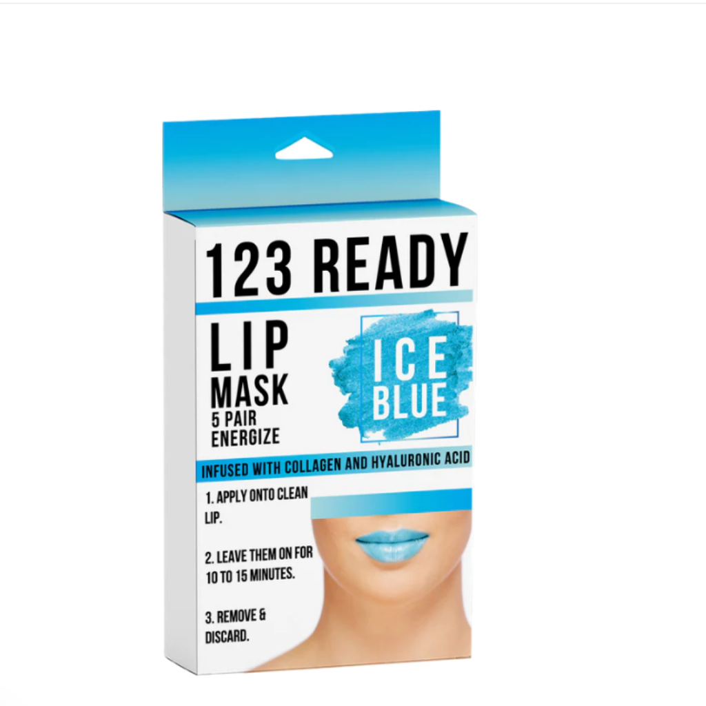 ZAQ 123 Ready Ice Blue Energize Gel Lip Patches 5 Pieces - Front View