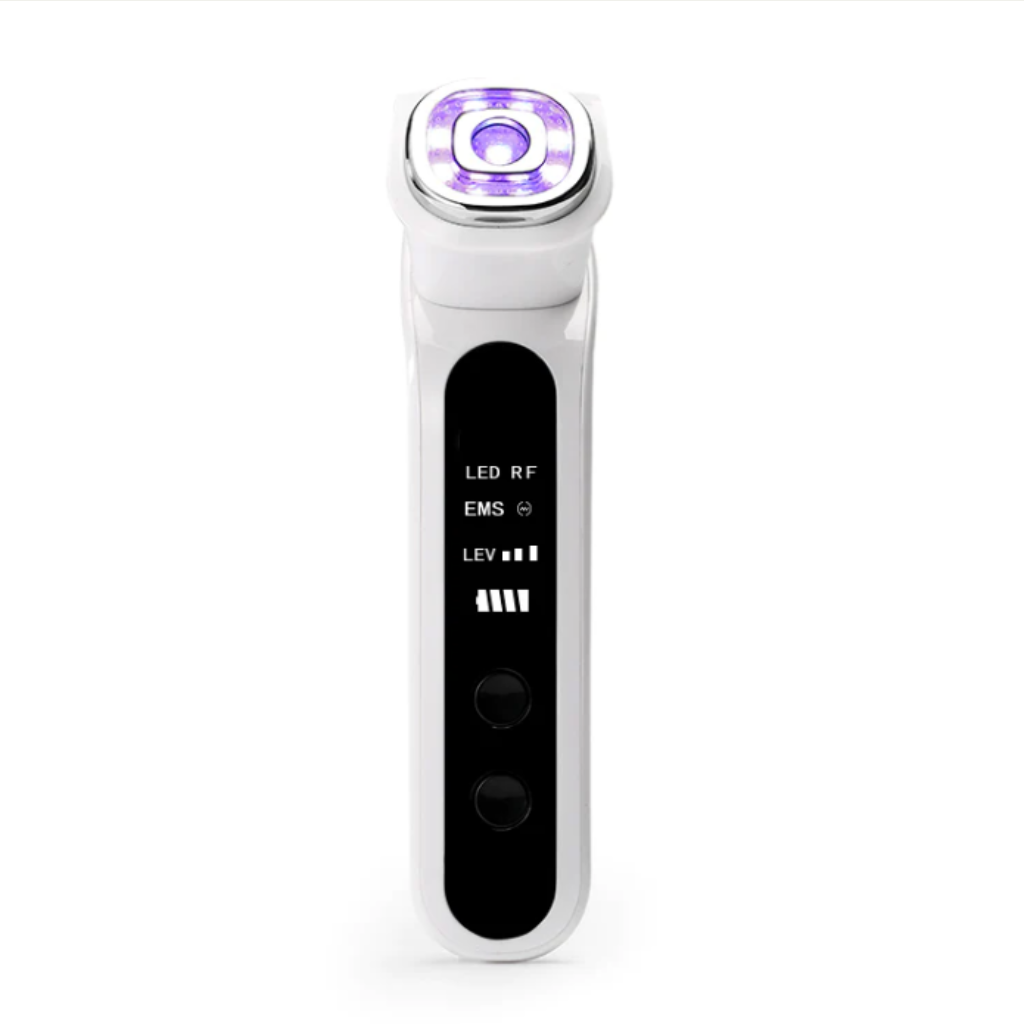 ZAQ Facial Rejuvenation Device - 7 LED, RF, EMS, Sonic Vibration, Hot Massager Therapy - Purple Wavelength