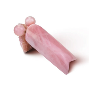 ZAQ Kitty World's First Gua Sha with Roller - Rose Quartz - Side View