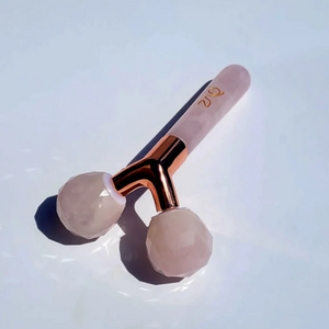 ZAQ Lilly Rose Quartz Relief Facial Roller - Top View