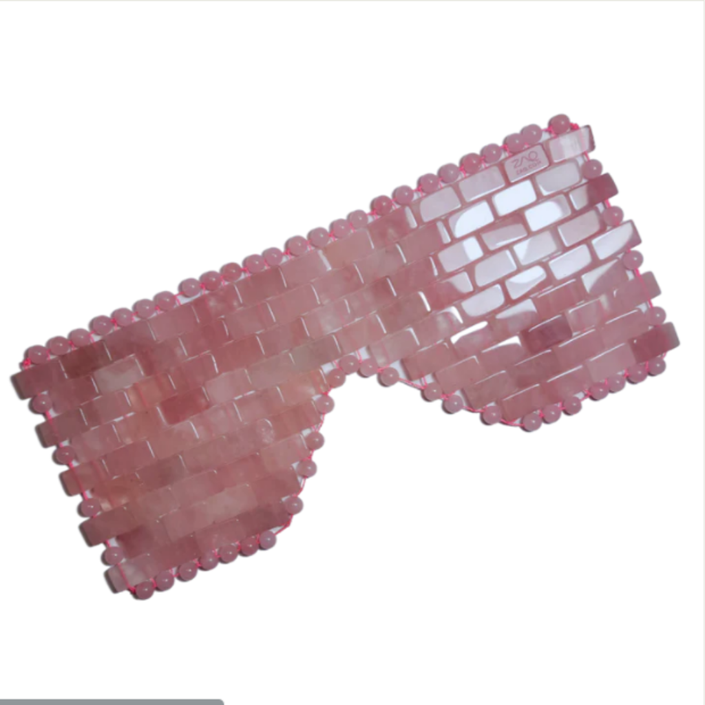 ZAQ ROSE QUARTZ EYE MASK - Handmade - Front View