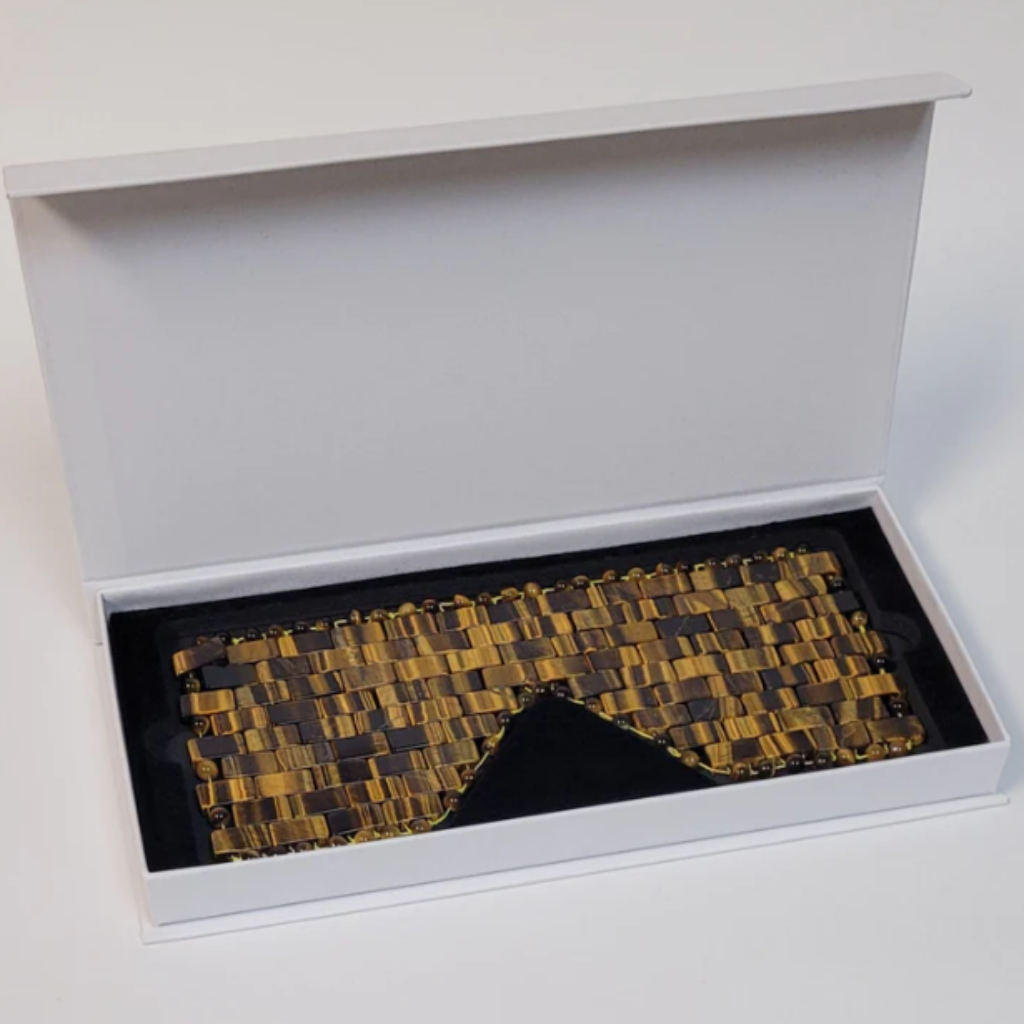 ZAQ Tiger Eye Gemstone Eye Mask - Handmade - Contents