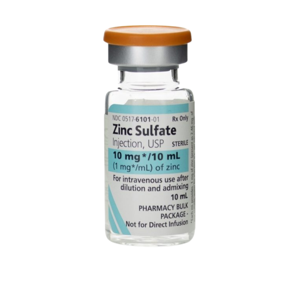 Zinc Sulfate Injection, USP is a sterile, preservative-free, prescription-only trace element injection supplied in a 10 mL single-dose vial. NDC 00517-6101-25