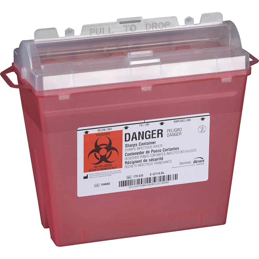 5 Liter Disposal Medical Plastic Quart Sharps Biohazard Bin Containers