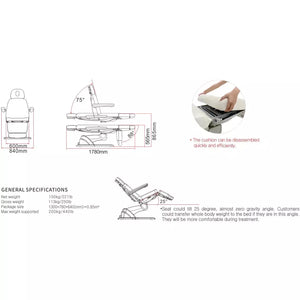 Facial Bed Chair Combination 4 motors Specs (2271B)
