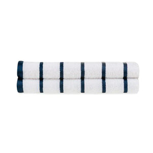 Horizontal Stripe Towel, Navy Blue-White