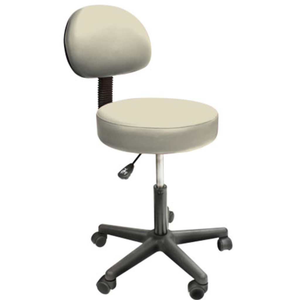 Custom Craftworks Solutions Series Rolling Stool with Backrest Beige Color (I9310)