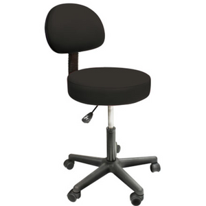 Custom Craftworks Solutions Series Rolling Stool with Backrest Black Color (I9310)