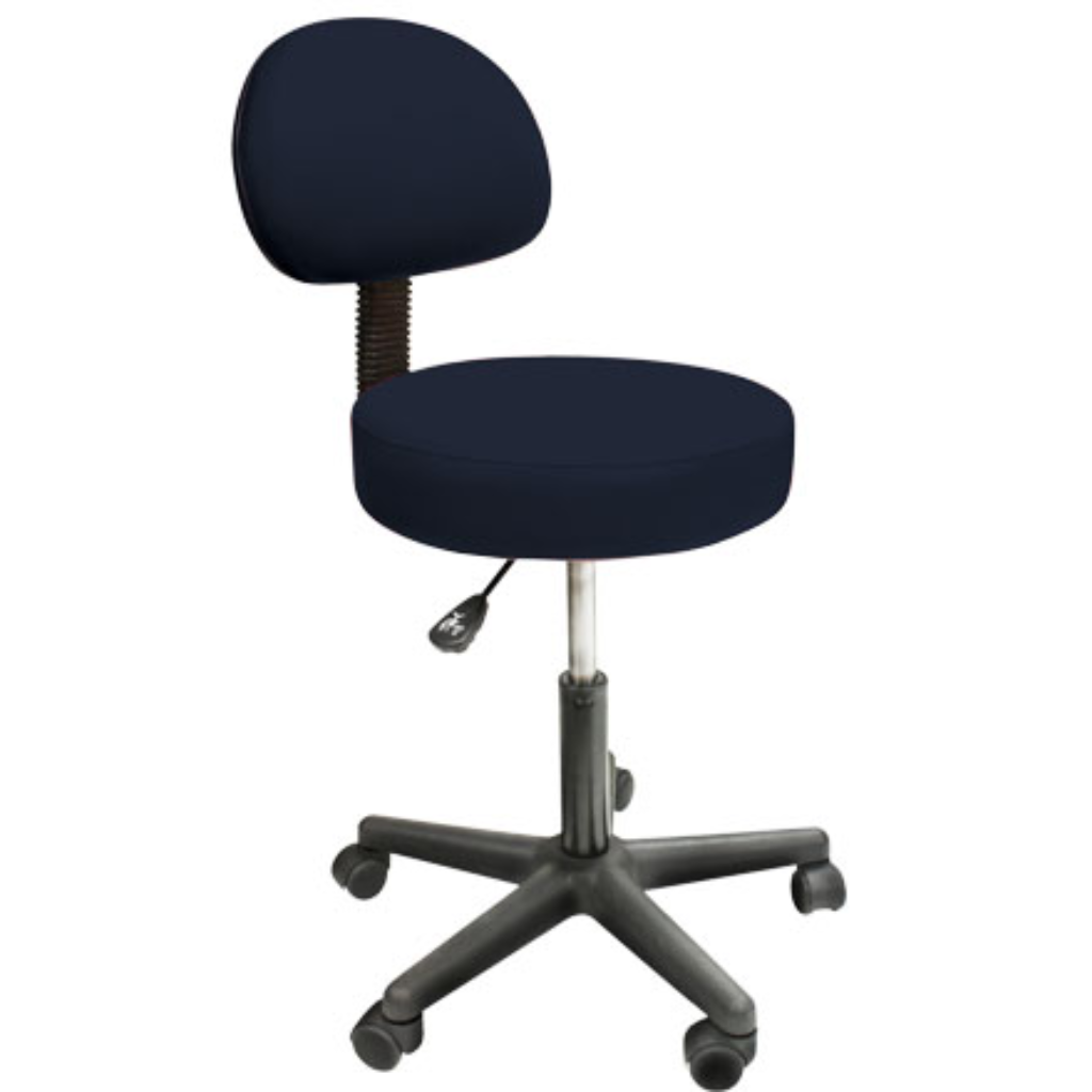 Custom Craftworks Solutions Series Rolling Stool with Backrest Navy Color (I9310)
